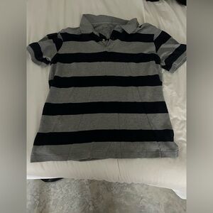 Mens Striped Polo Shirt - Gray & navy blue